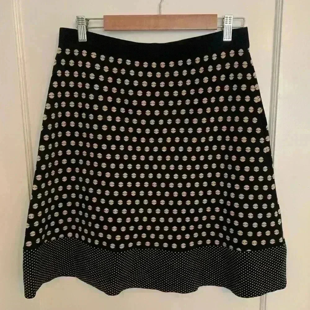 J. McLaughlin Stretch Knit Polka Dot A-Line Skirt, Womens Size Large